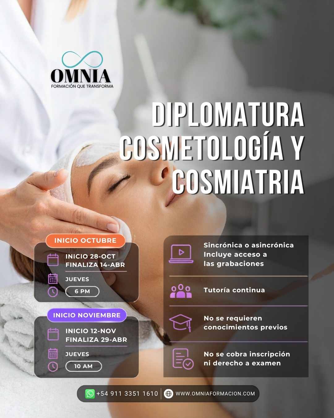 DIPLOMATURA EN COSMETOLOGÍA Y COSMIATRÍA - Inicios Octubre / Noviembre